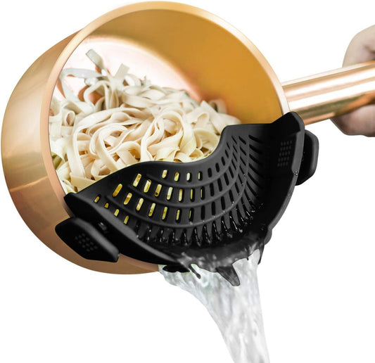 Clip-On Silicone Strainer for Pots and Pans, Food Strainer for Pasta, Meat, Vegetables, and Fruit – Kitchen Colander